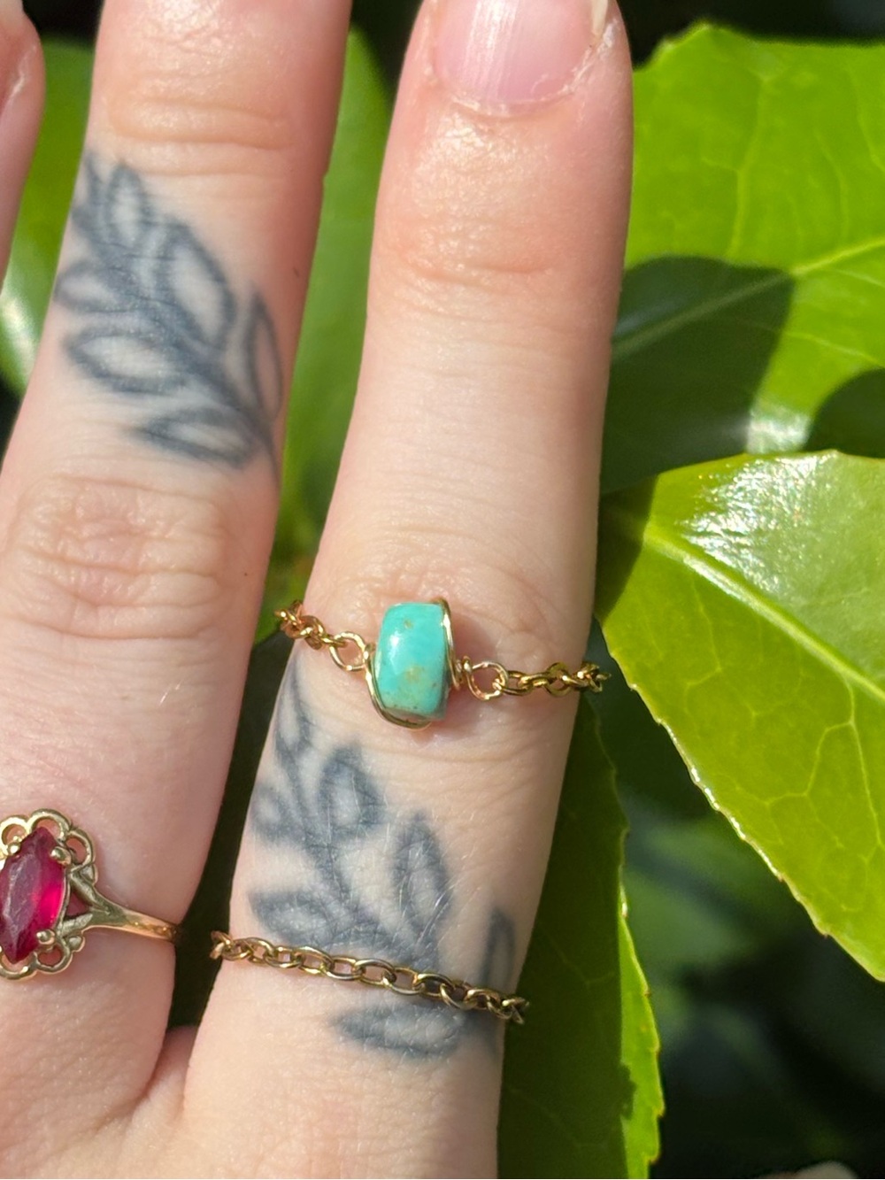 Turquoise chain ring - Picture 2 of 4
